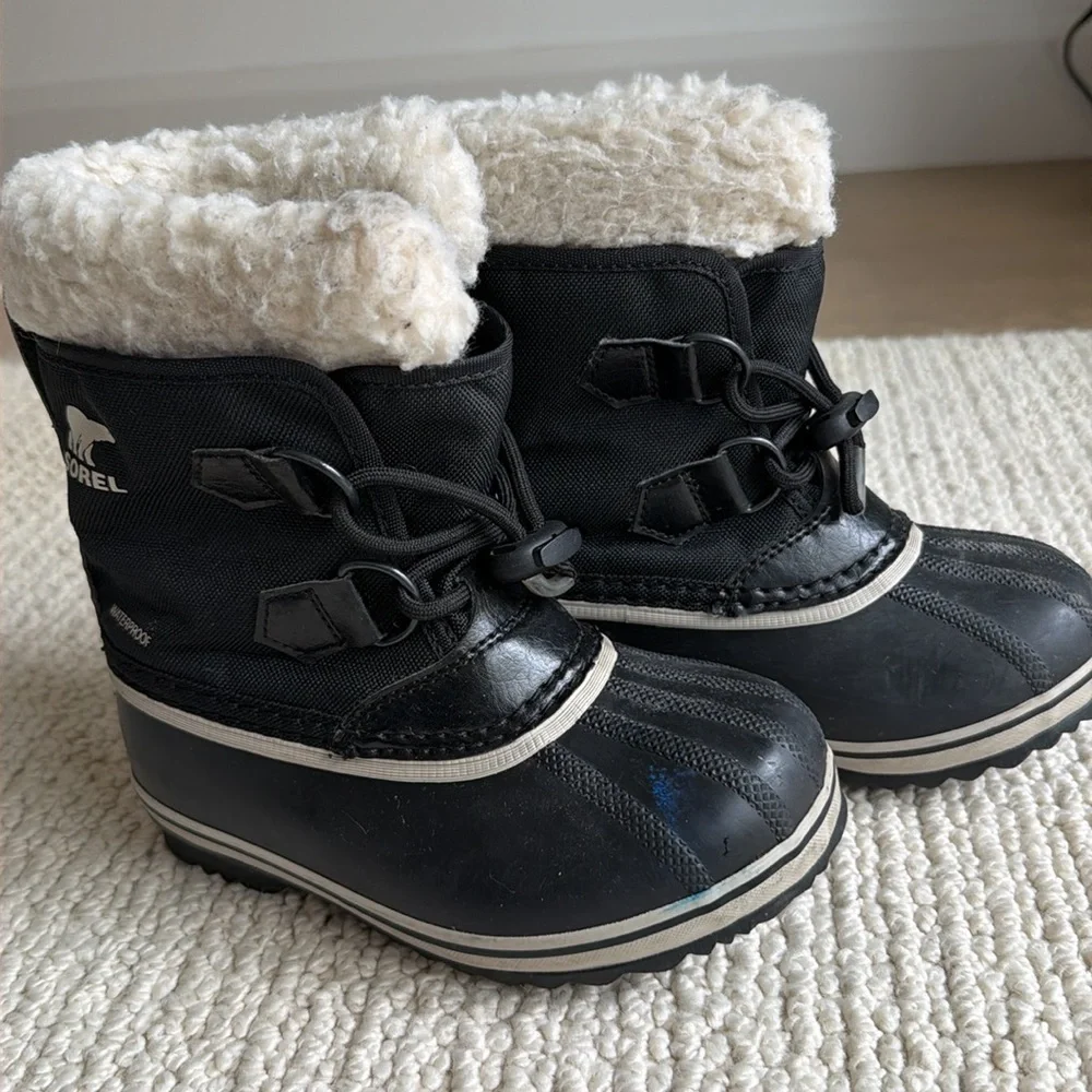 Sorel Kids Black White Winter Snow Boots